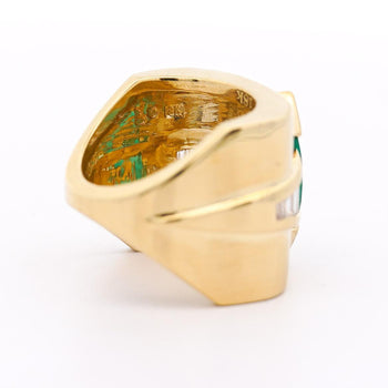5 Carat Marquise Emerald & Baguette Diamond Channel 18K Gold Vintage Ring – Assay Jewelers