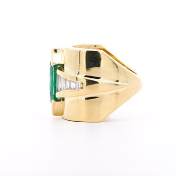 5 Carat Marquise Emerald & Baguette Diamond Channel 18K Gold Vintage Ring – Assay Jewelers