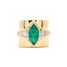 5 Carat Marquise Emerald & Baguette Diamond Channel 18K Gold Vintage Ring