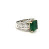 5 Carat Natural Emerald and Baguette Diamond 14k White Gold Art Deco Ring