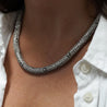 50 Carat Round Cut Diamond Cylinder Undulating Necklace in 18k