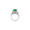 5.03 Carat Natural Jade and diamond Filigree Cathedral Platinum Ring