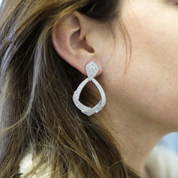 5.1 Carat Pave Diamond 14K White Gold Open Clip-On Drop Earrings – Assay Jewelers