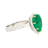 5.12 Carat Pear Cut Colombian Emerald Ring with Baguette Diamond Sides in 18K Gold