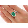 5.12 Carat Pear Cut Colombian Emerald Ring with Baguette Diamond Sides in 18K Gold