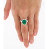 5.12 Carat Pear Cut Colombian Emerald Ring with Baguette Diamond Sides in 18K Gold