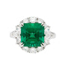 5.20 carat Minor Oil Colombian Emerald and Diamond Halo Ring