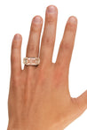 5.28 Carat Radiant Cut Vivid Pink Lab Diamond East West Half Bezel Ring