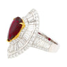 5.3 Carat Pear Cut Ruby & Baguette Diamond Ballerina White Gold Ring