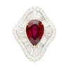 5.3 Carat Pear Cut Ruby & Baguette Diamond Ballerina White Gold Ring