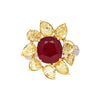 5.46 Carat Burma Ruby No Heat AGL Certified and Fancy Yellow Diamond Ring