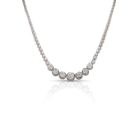 5.5 Carat Diamond White Gold Graduated Riviera Cupcake Tennis Necklace