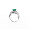 5.5 Carat Oval Cut Emerald & Diamond 18K White Gold Filigree Crossover Ring