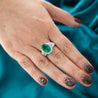 5.5 Carat Oval Cut Emerald & Diamond 18K White Gold Filigree Crossover Ring