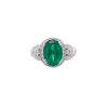 5.5 Carat Oval Cut Emerald & Diamond 18K White Gold Filigree Crossover Ring