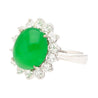 5.74ct Grade A Green Jade with Round-Cut Diamond Halo Ring