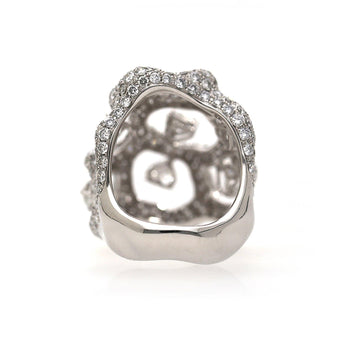 5.80 Carat Heart & Round Diamond Pavé Open Lattice 18K White Gold Cocktail Ring – Assay Jewelers