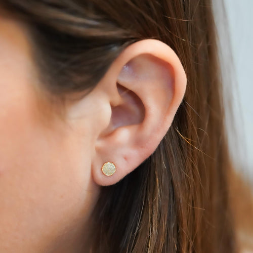 5mm Frosted Matte Round Screw Back 14K Gold Stud Earrings