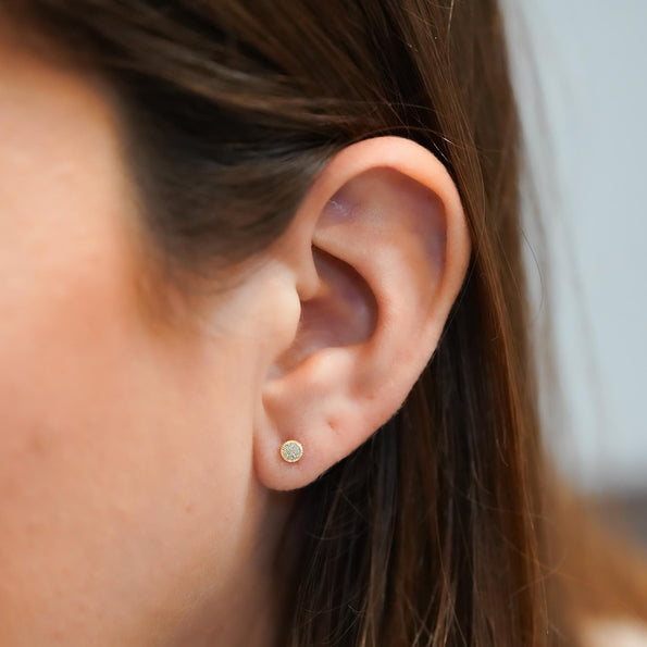 5mm Frosted Matte Round Screw Back 14K Gold Stud Earrings