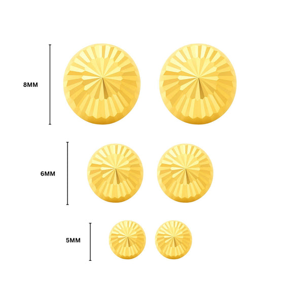 5mm Half Sphere Ball 14K Gold Diamond Cut Studs