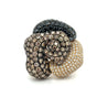 6 Carat TW Black, Brown, & White Diamond Cluster Flower Ring in 18K Yellow Gold