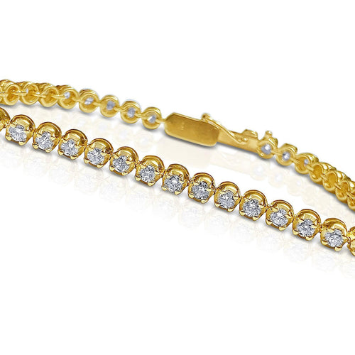 6.75 inch and 14k solid gold Tennis bracelet with 4.50 carats in Natural Diamond