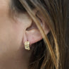 6mm Diamond Cut Reversible 14K Yellow To White Gold Huggie Hoop Earrings