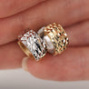 6mm Diamond Cut Reversible 14K Yellow To White Gold Huggie Hoop Earrings