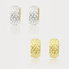 6mm Diamond Cut Reversible 14K Yellow To White Gold Huggie Hoop Earrings
