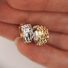 6mm Diamond Cut Reversible 14K Yellow To White Gold Huggie Hoop Earrings