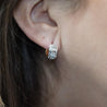 6mm Diamond Cut Reversible 14K Yellow To White Gold Huggie Hoop Earrings