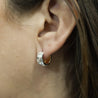 6mm Diamond Cut Reversible 14K Yellow To White Gold Huggie Hoop Earrings