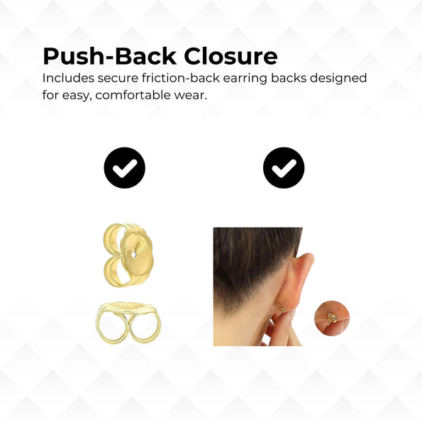 6mm Half Ball Sphere 14K Gold Diamond Cut Studs