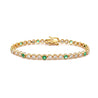 7 Carat Diamond and Emerald Bezel Set 14K Gold Tennis Bracelet