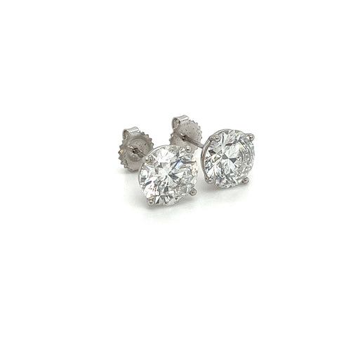 7.03 Carat Total Lab Grown CVD Diamond Martini Stud Earrings in 14K White Gold