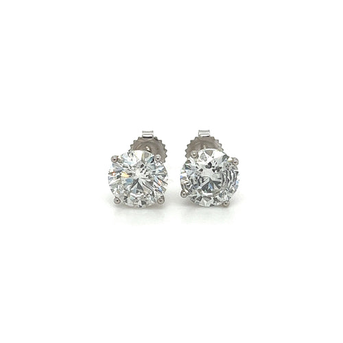 7.03 Carat Total Lab Grown CVD Diamond Martini Stud Earrings in 14K White Gold