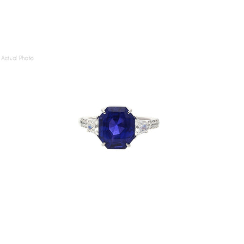 7.19 Carat Color Changing No Heat Ceylon Sapphire and Diamond Ring