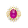 7,23 Karat No Heat Burma Star Rubin & Baguette Diamant Ballerina Ring in 18K Gold