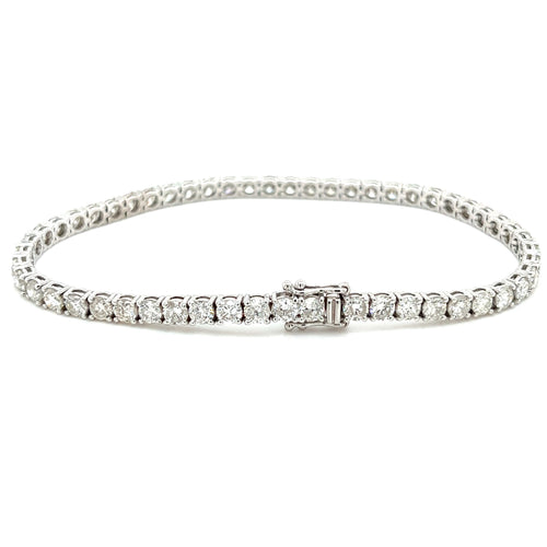 7.37 Carat TW. Round Diamond Tennis Bracelet in 18K White Gold