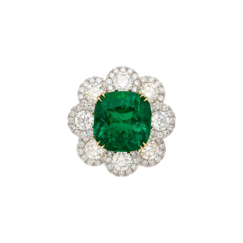 7.60 Carat Colombian Emerald GRS Certified Cushion Cut Diamond Ring – Assay Jewelers