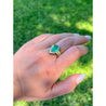 7.81 Carat Pear Shaped Cabochon Cut Natural Emerald & Diamond Ring in 18K Yellow Gold