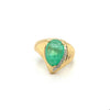7.81 Carat Pear Shaped Cabochon Emerald & Diamond in 18K Yellow Gold Ring