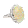 7.86 Carat Natural White Opal and Diamond Halo Platinum Ring