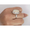 7.86 Carat Natural White Opal and Diamond Halo Platinum Ring