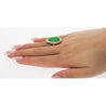 7.88 Carat Jade and Diamond Halo Ring in 18k White Gold