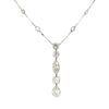 قلادة 8 قيراط TW Art Deco Antique Lariat Y Drop مع قطع قديم Euro Pear, Asscher, Marquise, Round & Cushion Cut Natural Diamonds