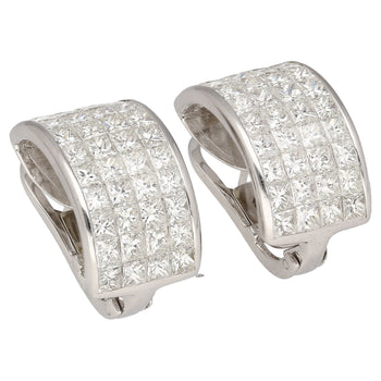 8.82 CTTW Princess Cut Natural Diamond Clip On Earrings in 18K White Gold – Assay Jewelers
