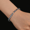 9 Carat Aquamarine & Diamond Single Single 18k White Gold Bracelet