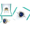 9 Carat No Heat Ceylon Blue Sapphire and Old Euro Cut Diamond Ring in 14K