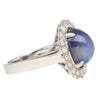 9.07 Carat Blue Star Sapphire & Diamond Halo Ring in 18K White Gold